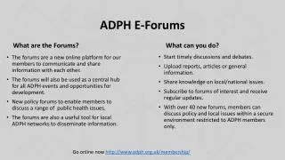 ADPH E-Forums