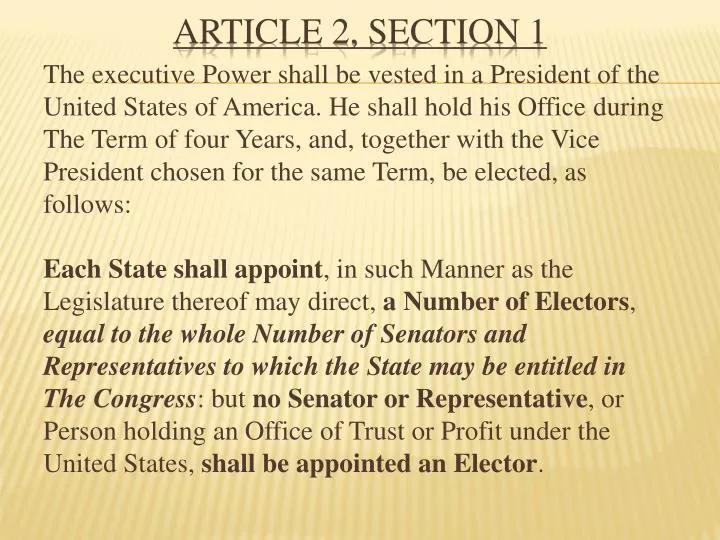 article ii section 1 clause 2 meaning