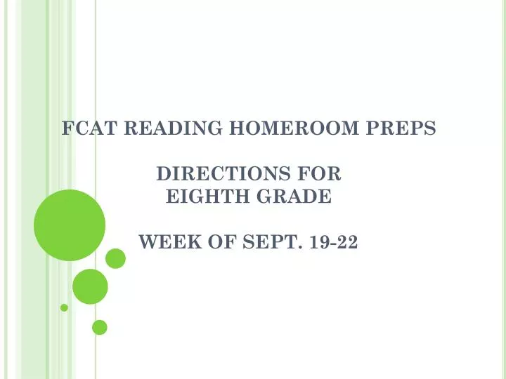 fcat reading homeroom preps directions for eighth grade week of sept 19 22