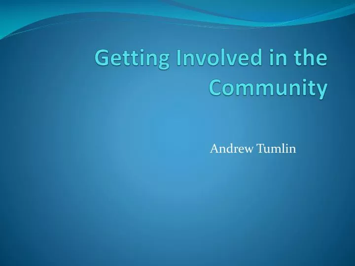 getting involved in the community