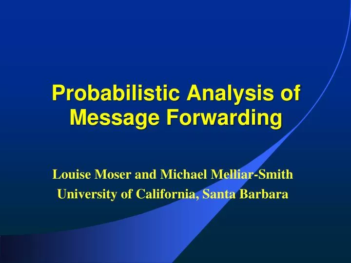 probabilistic analysis of message forwarding
