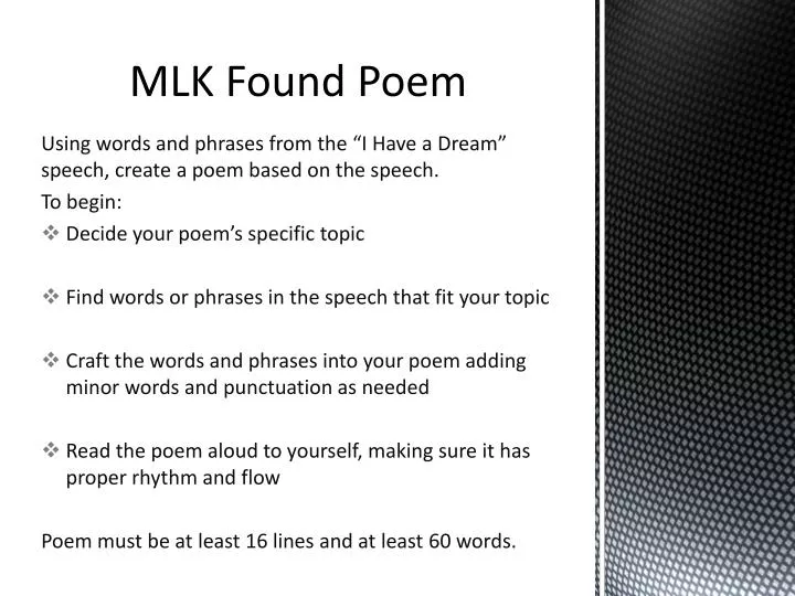mlk found poem