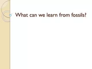 What can we learn from fossils?