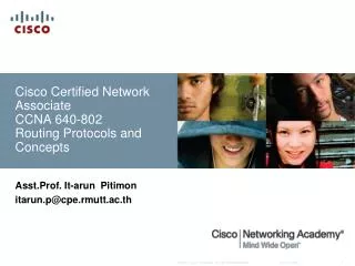 Cisco Certified Network Associate CCNA 640-802 Routing Protocols and Concepts