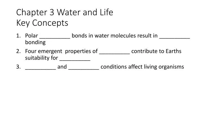 chapter 3 water and life key concepts