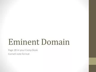 Eminent Domain