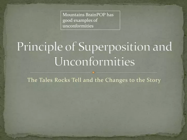 principle of superposition and unconformities