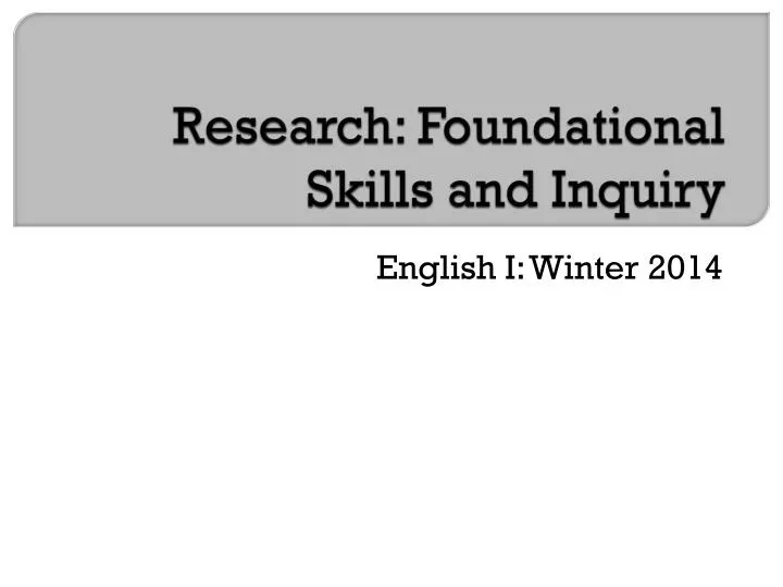 research foundational skills and inquiry
