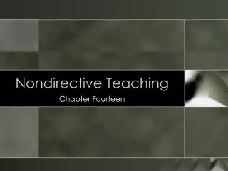 Nondirective Teaching