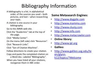 Bibliography Information