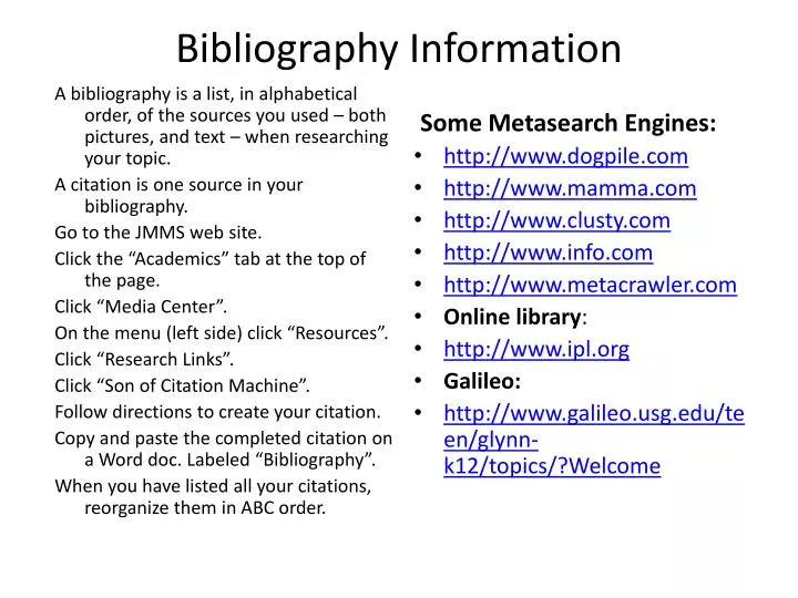 bibliography information