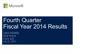 Fourth Quarter Fiscal Year 2014 Results