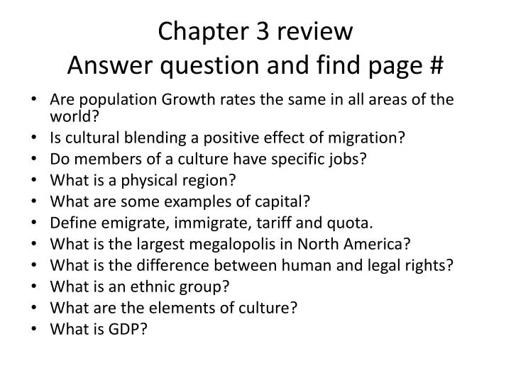 chapter 3 review answer question and find page