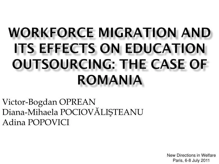 workforce migration and its effects on education outsourcing the case of romania
