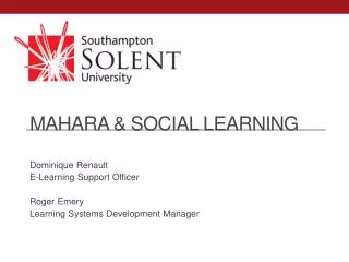 Mahara &amp; social learning