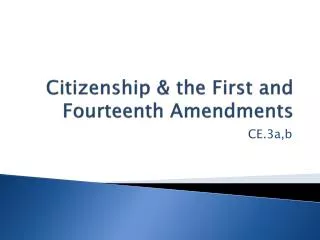 Citizenship &amp; the First and Fourteenth Amendments