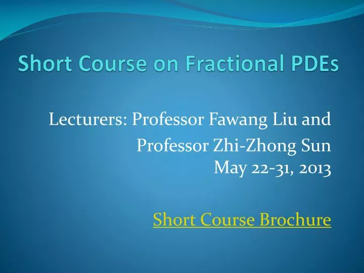 short course on fractional pdes