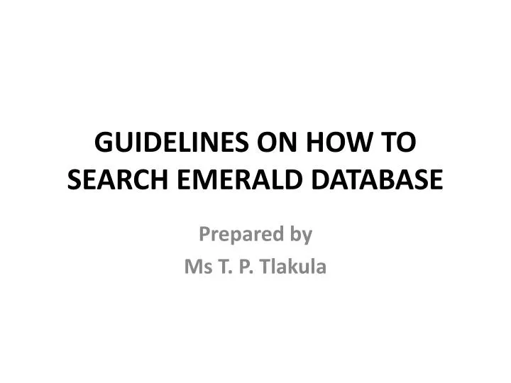 guidelines on how to search emerald database