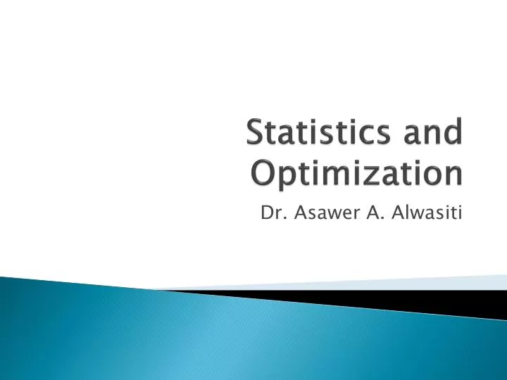 statistics and optimization