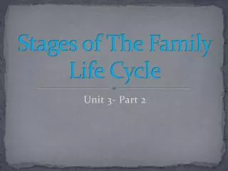 Stages of The Family Life Cycle