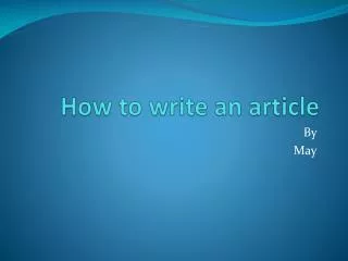 How to write an article
