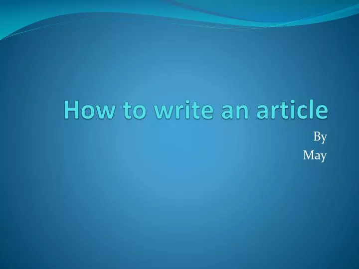 how to write an article