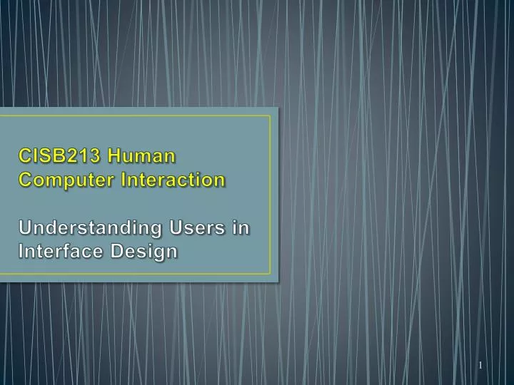 cisb213 human computer interaction understanding users in interface design