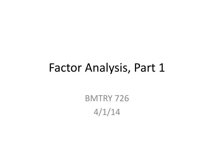 factor analysis part 1