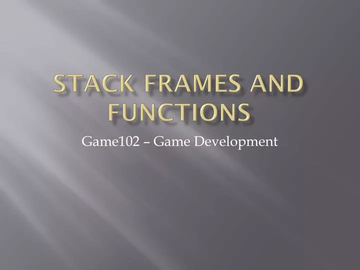 stack frames and functions