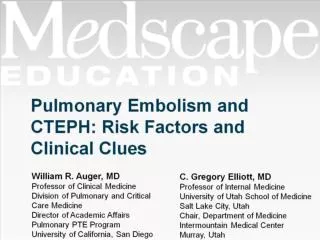 Pulmonary Embolism and CTEPH: Risk Factors and Clinical Clues
