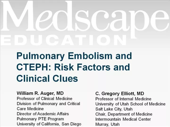 pulmonary embolism and cteph risk factors and clinical clues