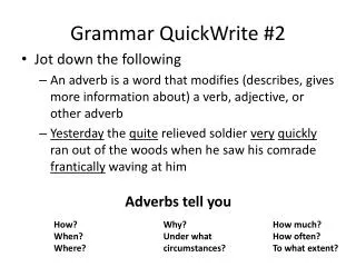 Grammar QuickWrite #2