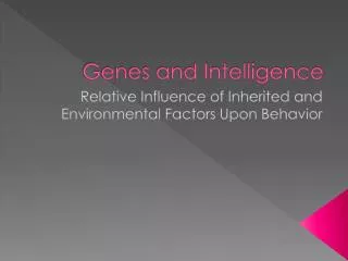 Genes and Intelligence