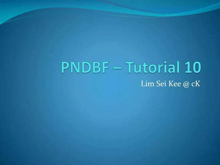pndbf tutorial 10
