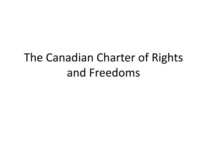 the canadian charter of rights and freedoms