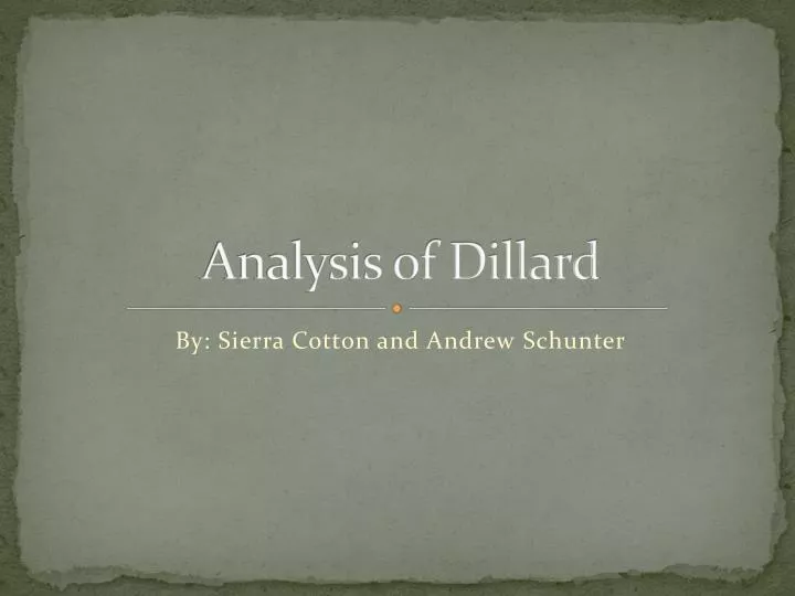 analysis of dillard