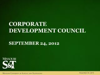 Corporate development council September 24, 2012