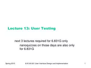 Lecture 13: User Testing