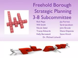 Freehold Borough Strategic Planning 3-8 Subcommittee