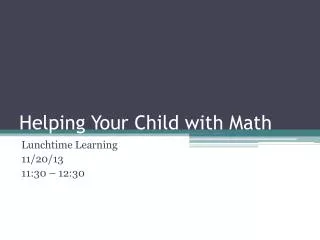 Helping Your Child with Math