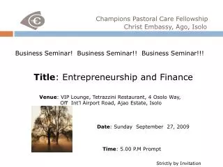 Business Seminar! Business Seminar!! Business Seminar!!!