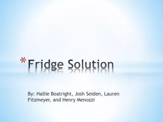 Fridge Solution