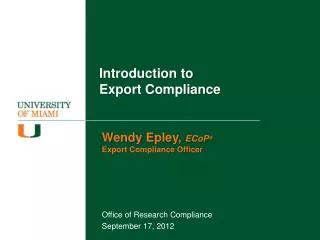 Introduction to Export Compliance