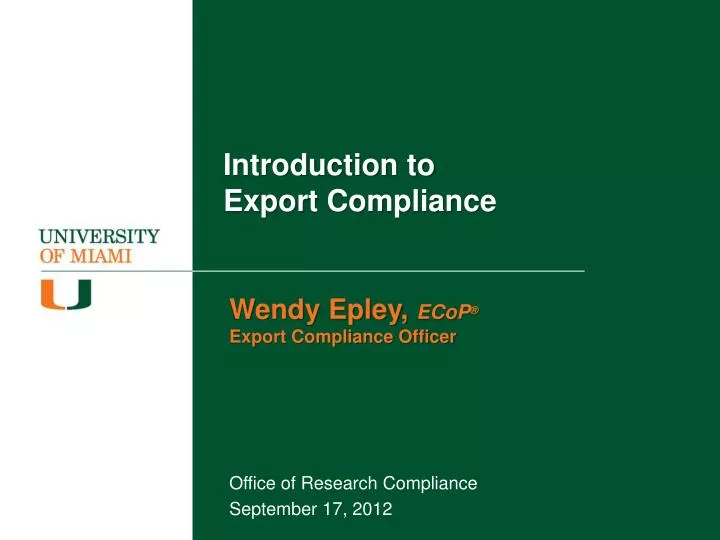 introduction to export compliance