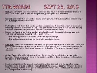 TTK Words Sept 23, 2013
