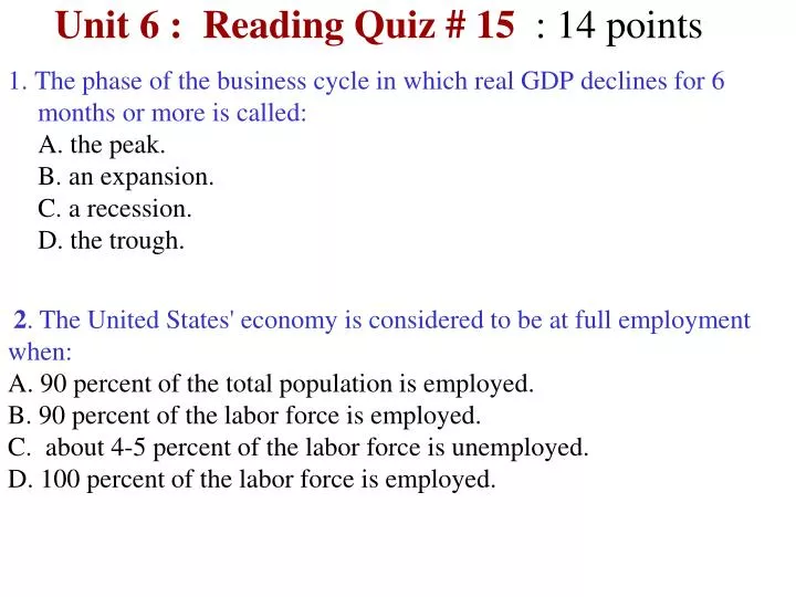 unit 6 reading quiz 15 14 points