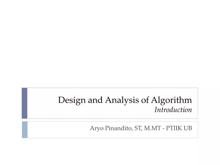 design and a n alysis of algorithm introduction