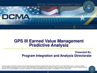 GPS III Earned Value Management Predictive Analysis