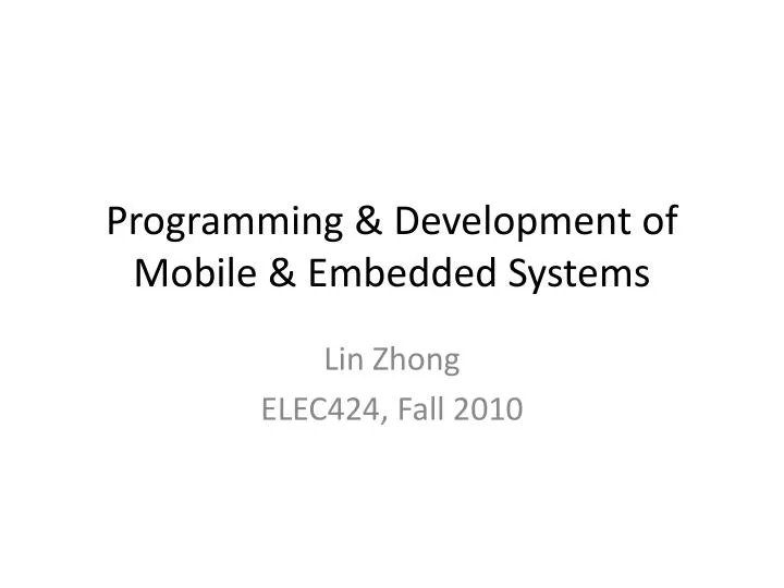 programming development of mobile embedded systems
