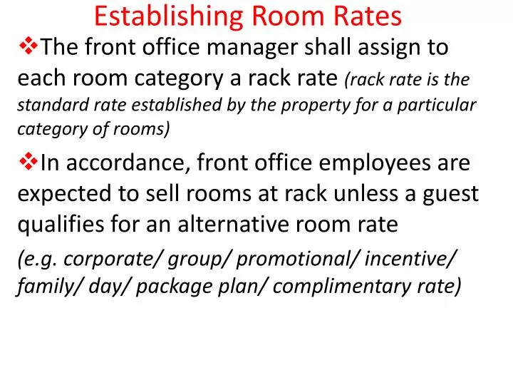 establishing room rates